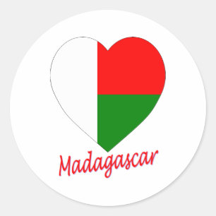 Madagaskar-Flaggen-Herz Runder Aufkleber
