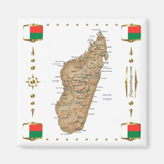 Madagaskar Karte + Flaggen Magnet