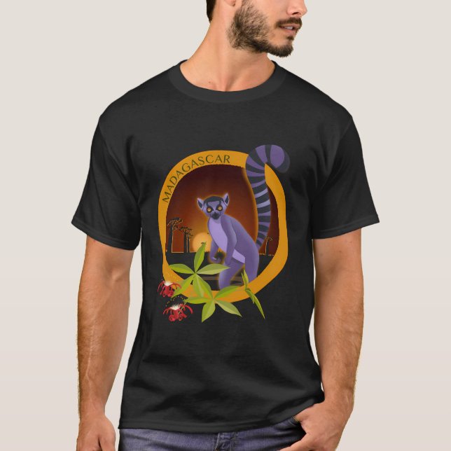 Madagaskar Lemure und Baobab bei Sunset T-Shirt (Vorderseite)