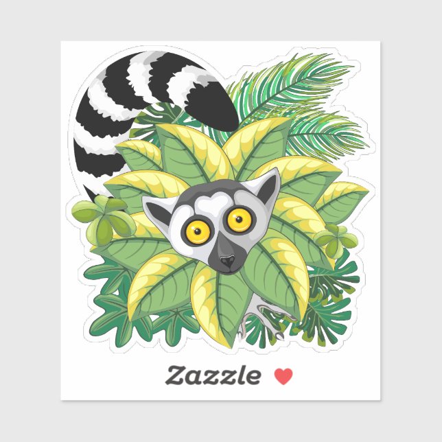 Madagaskar-Lemuren im Exotischen Dschungel Aufkleber (Blatt)