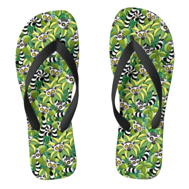 Madagaskar-Lemuren im Exotischen Dschungel Flip Flops (Fußbett)