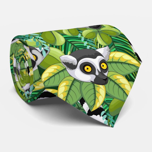 Madagaskar-Lemuren im Exotischen Dschungel Krawatte (Gerollt)