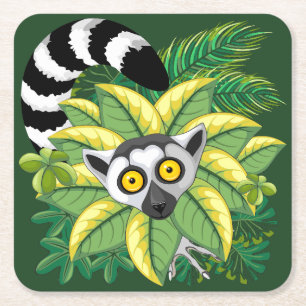 Madagaskar-Lemuren im Exotischen Dschungel Rechteckiger Pappuntersetzer