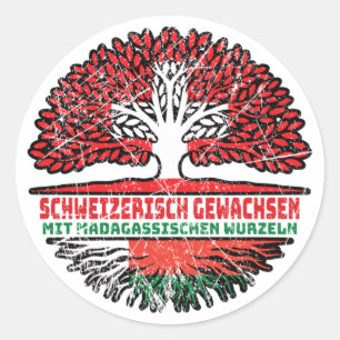 Madagaskar Madagassisch Schweizer Schweiz Baum Runder Aufkleber