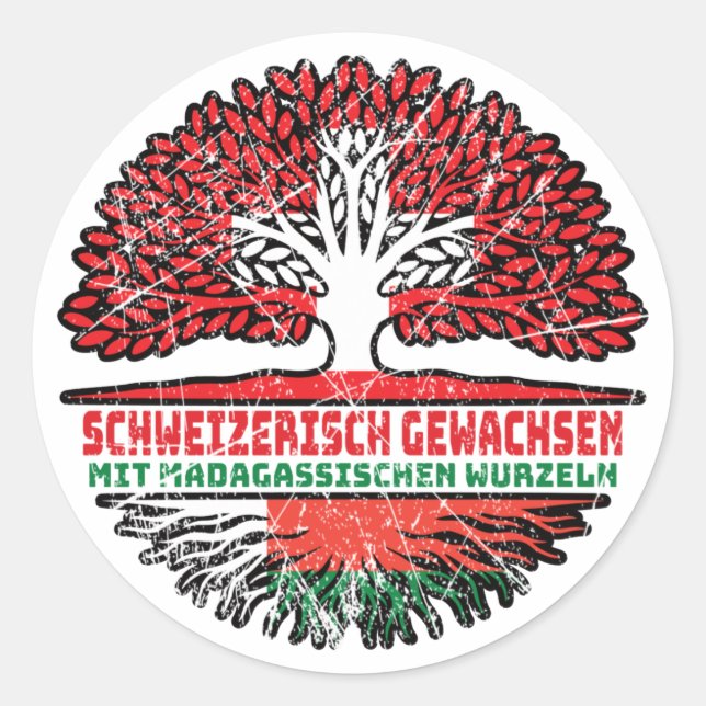 Madagaskar Madagassisch Schweizer Schweiz Baum Runder Aufkleber (Vorderseite)