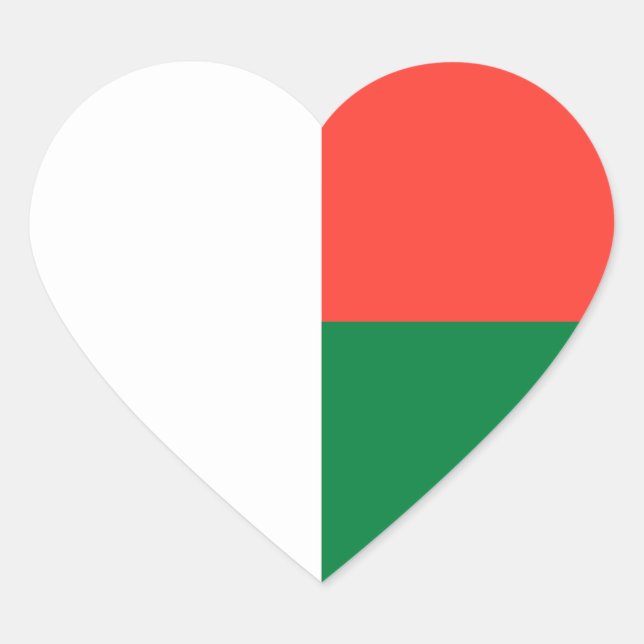 Madagaskar/madagassische Flagge Herz-Aufkleber (Vorderseite)
