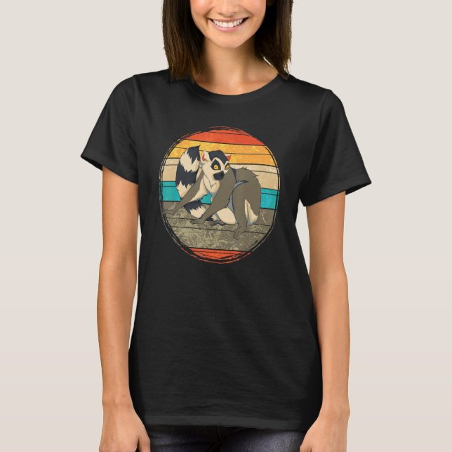 Madagaskar Monkey Zoo Tier Sifakas Retro Lemur T-Shirt (Vorderseite)
