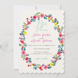 Madagaskar Pink Periwinkle Blume Wreath Wedding Einladung
