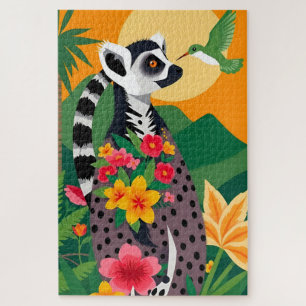 Madagaskar Ringelschwanze Lemur und Hummingbird