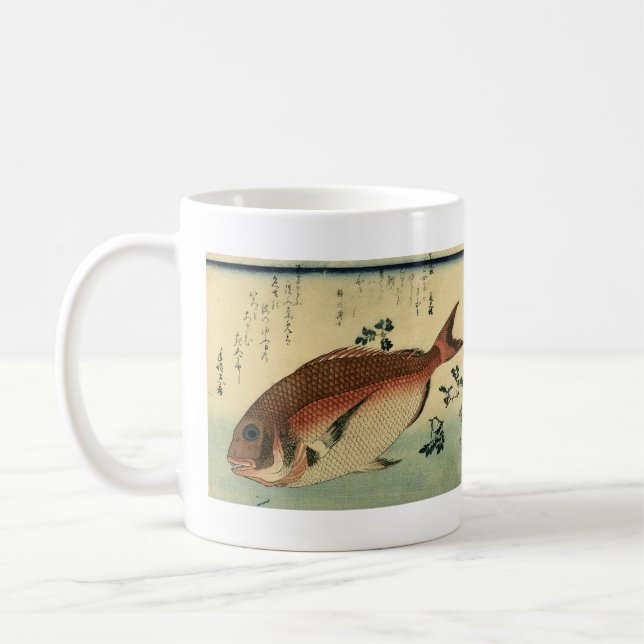 Madai oder Red Tai - Hiroshige japanische Fischdru Kaffeetasse (Links)