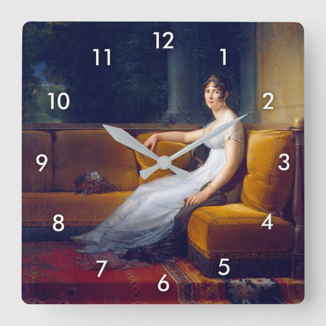 Madame Bonaparte (Josephine) Quadratische Wanduhr (Vorderseite)