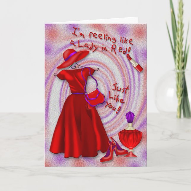 Madame dans la carte d'anniversaire rouge (Devant)
