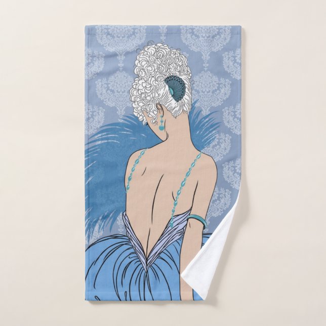 Madame d'art déco avec la damassé - BIANCA : Lundi (Serviette à main)