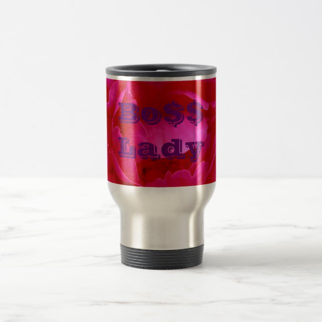 Madame de Bo$$, tasse de voyage avec la fleur rose (Centre)