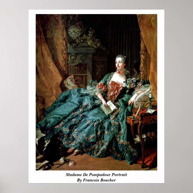 Madame de Pompadour Portrait von Francois Boucher Poster (Vorne)