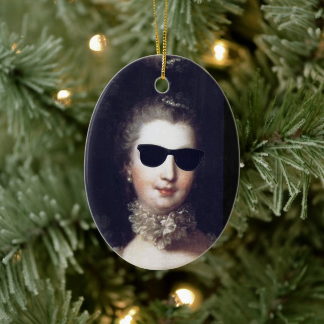 ♥ Madame de Pompadour with sunglasses crazy ♥ Keramik Ornament (Baum)