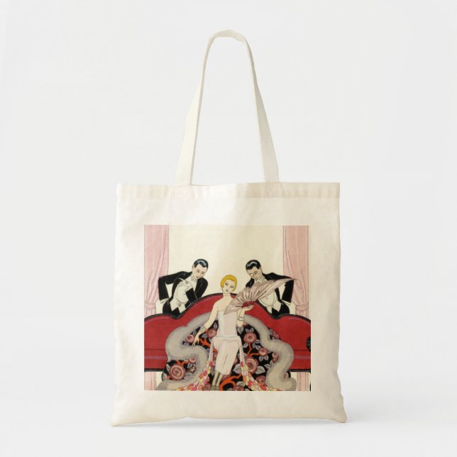 Madame élégante dans le sac fourre-tout à art déco (Devant)