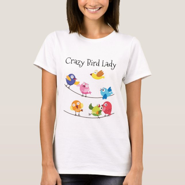 Madame folle T-shirt d'oiseau (Devant)