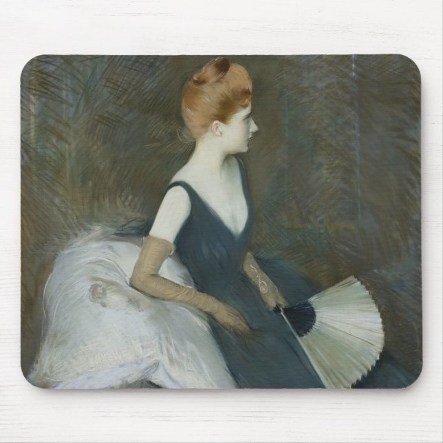 Madame Marthe Le Tellier Sitting auf einem Sofa Mousepad (Vorne)