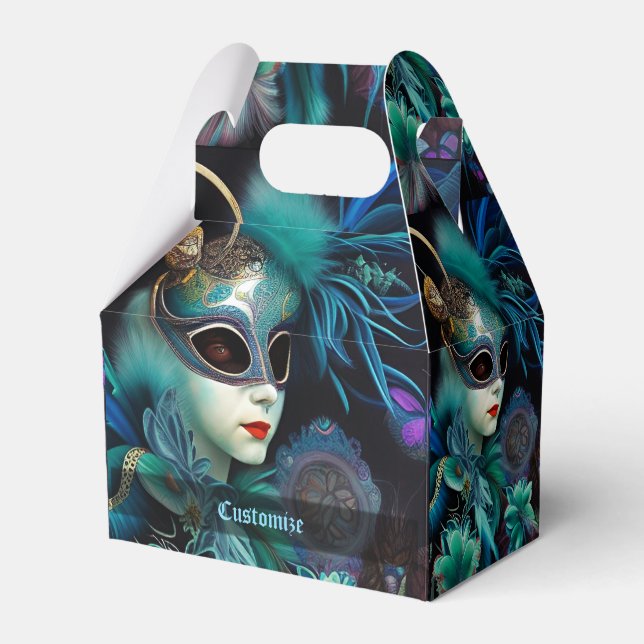 Madame Masquerade Aquamarin Gable Geschenkschachtel (Vorderseite)