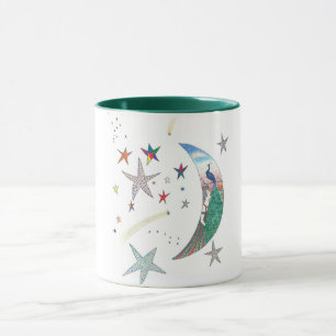 Madame Mug de lune de paon. Art original par la