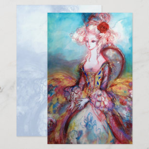 MADAME POMPADOUR ,weiche blaue weiße Korrespondenz Briefpapier