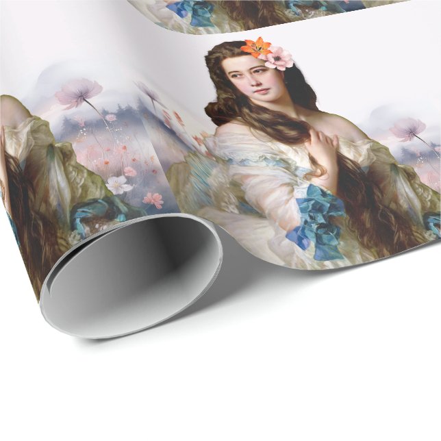 Madame Rimsky mit Wildblumen Geschenkpapier (Rolleneckpunkt)