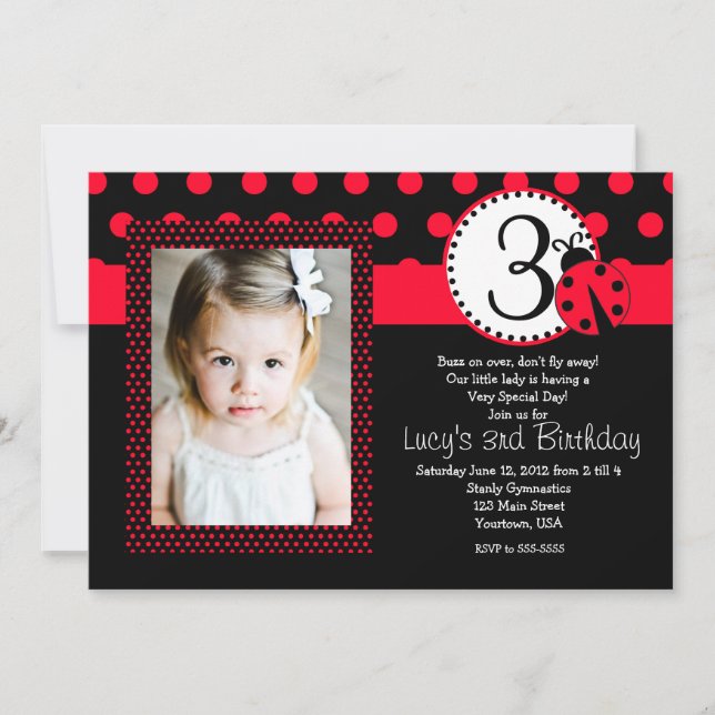 Madame rouge Bug Party Birthday Invitation (Devant)
