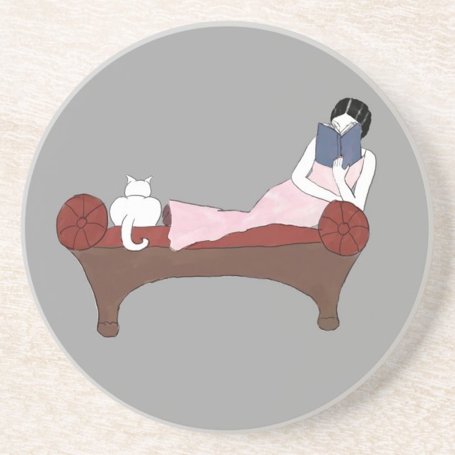 Madame, un chat et dessous de verre très bons de (Devant)