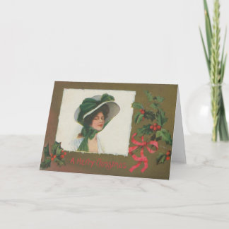 Madame victorienne dans la carte de Noël blanc