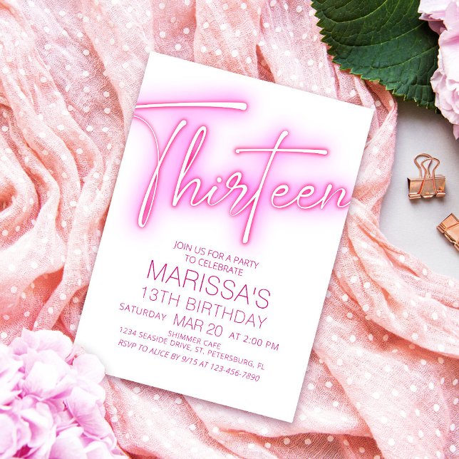 Mädchen 13. Neon Teen Geburtstag Einladung (Von Creator hochgeladen)