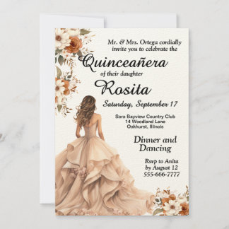 Mädchen 15. Geburtstag Elegant Einladung Quinceane