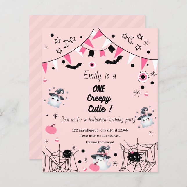 Mädchen 1. Geburtstag Halloween-Party Budget Rosa (Vorne/Hinten)