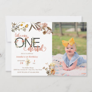 Mädchen 1. Geburtstag Little Miss Onederful Einladung