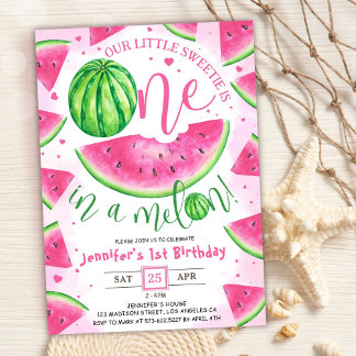 Mädchen 1. Geburtstag Party "ONE in a Melon"! Nied Einladung