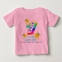 Mädchen 1-Jähriges Superstern-Shirt
