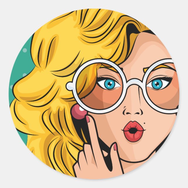 Mädchen #1 runder aufkleber (Vorderseite)