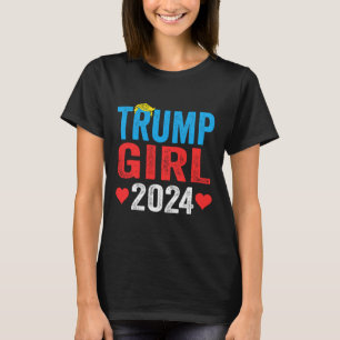Mädchen 2024 Shirts Niedlich Trump Flag Frauen Mäd