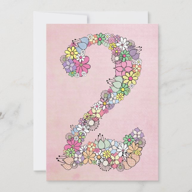 Mädchen 2. Geburtstag Party Custom Einladung (Vorderseite)