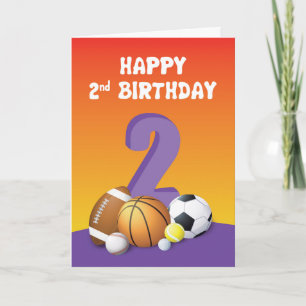 Mädchen 2. Geburtstag Sportbälle Karte