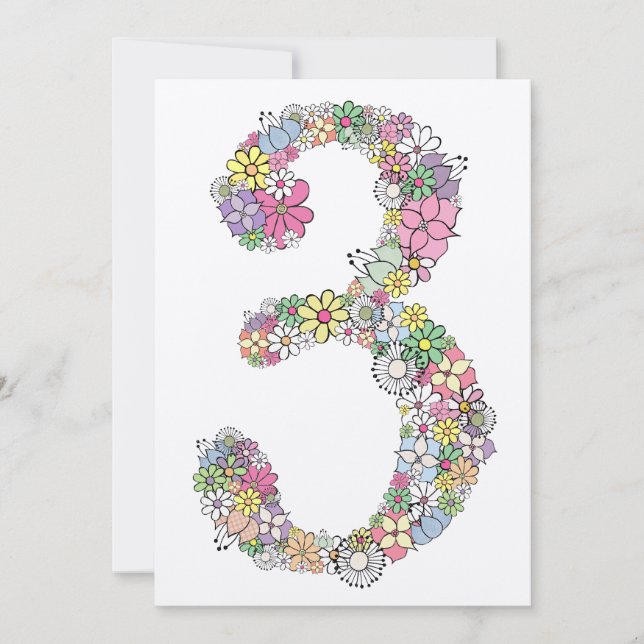 Mädchen 3. Geburtstag Party Custom Einladung (Vorderseite)