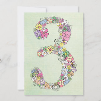 Mädchen 3. Geburtstag Party Custom Einladung