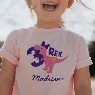Mädchen 3. Geburtstag Pink Dinosaurier mit Bow-T - Kleinkind T-shirt