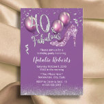 Mädchen 40. Geburtstag Modernes Lila Fabelwesen 40 Einladung<br><div class="desc">Fantastische 40 moderne Lila Glitzer Girl 40. Geburtstag Einladungen.</div>