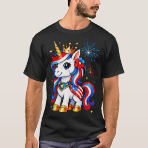 Mädchen 4. Juli Einhorn USA-Flagge Kleinkind Patri T-Shirt