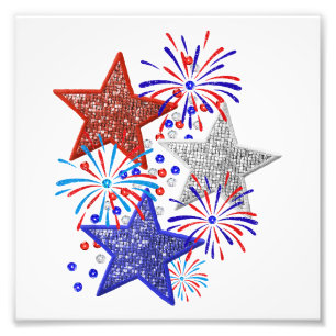 Mädchen 4. Juli Frauen Red White Blue Star Amerika Fotodruck