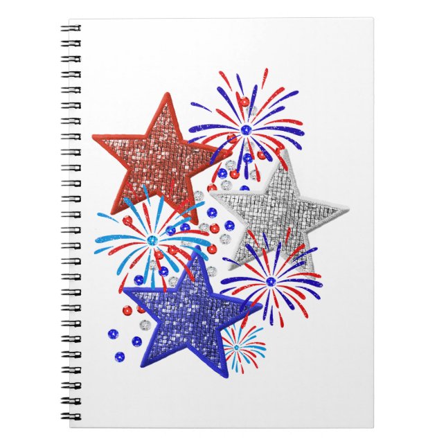 Mädchen 4. Juli Frauen Red White Blue Star Amerika Notizblock (Vorderseite)