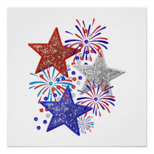 Mädchen 4. Juli Frauen Red White Blue Star Amerika Poster
