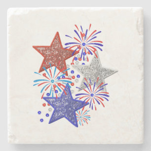 Mädchen 4. Juli Frauen Red White Blue Star Amerika Steinuntersetzer