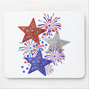 Mädchen 4. Juli Frauen Rot Weiß Blau Stern Amerika Mousepad